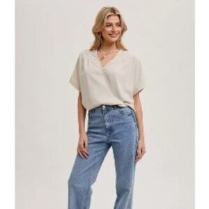 CLEAR OUT!!!! Sleeve Folded Wrap Blouse V-Neck Top